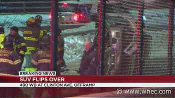 SUV flips over on 490 off-ramp