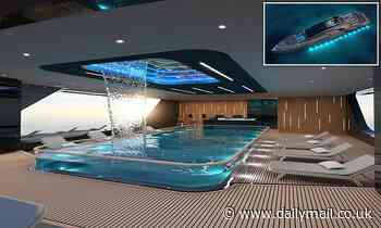 Incredible 252ft superyacht that features its own WATERFALL and aquarium in new concept designs 