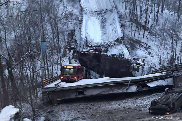 Las dramáticas imágenes del desplome de un puente cubierto de nieve en Pittsburgh