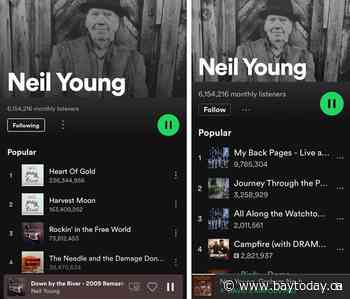 Neil Young is boycotting Spotify, but his biggest hits are still available in Canada