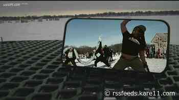 Frozen Yoga is a hot attraction on Lake Harriet right now
