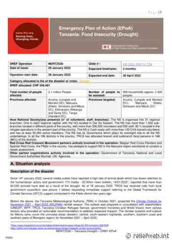 Tanzania: Food Insecurity (Drought) - Emergency Plan of Action (EPoA), DREF Operation MDRTZ030 - United Republic of Tanzania - ReliefWeb
