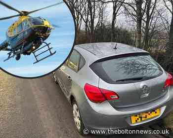 Police helicopter chases stolen car through Bolton down wrong side of M61