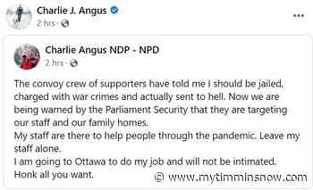 Timmins-James Bay MP Charlie Angus says truck convoy supporters threatened him - My Timmins Now