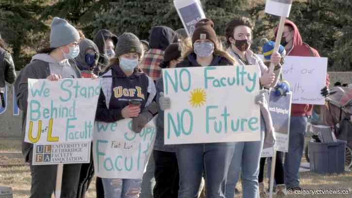 Students march in support of faculty as University of Lethbridge contract negotiations continue