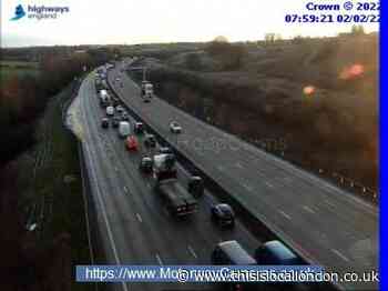 Major traffic delays on M25 at junction 24 due to lorry fire