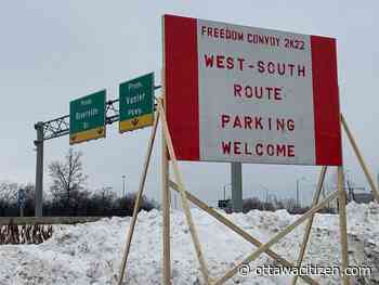 Parking lot at city-owned ball stadium used as a logistics camp for protesters