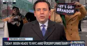 Watch: Man Sends Message to Biden Ahead of NYC Visit, Holds 'Let's Go Brandon' Flag in Background of MSNBC Shot