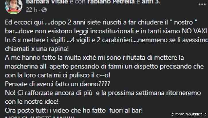 Ardea, i vigili chiudono il bar della No Vax e la titolare posta su Fb: "Lunedì torneremo! Non ci avrete!" - Repubblica Roma