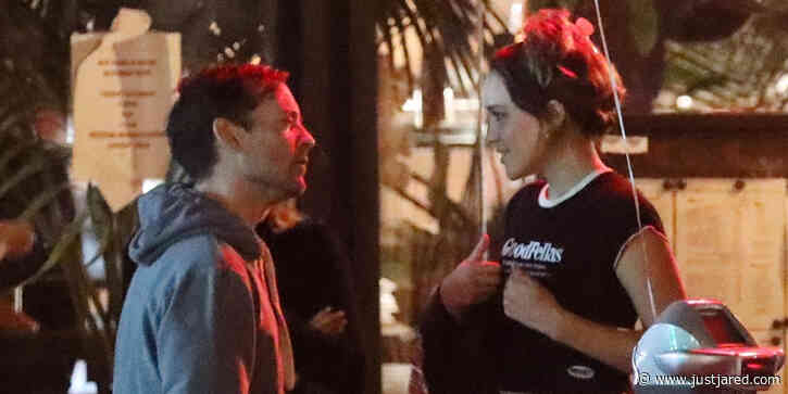 Tobey Maguire Chats With Mystery Girl Outside LA Bar