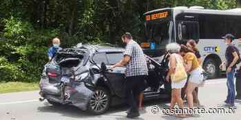 Acidente na Rio-Santos: BMW fica destruída após engavetamento em Bertioga - Costa Norte