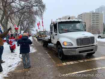 Truck convoys arrive in Edmonton for COVID-19 restrictions protest