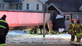 Semi hits home in Belleville; two people taken to hospital with non-life-threatening injuries - Channel3000.com - WISC-TV3