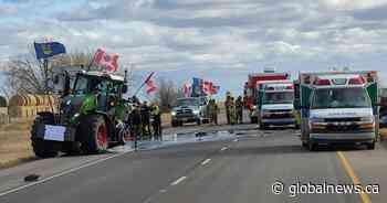 Convoy tractor, pickup trucks collide on Highway 1 near Brooks