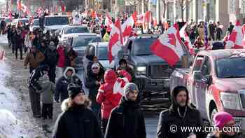Crowds of demonstrators join rallies across Canada as Covid-19 trucker protests spread
