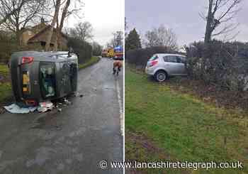 Two cars recovered after accidents in Great Mitton