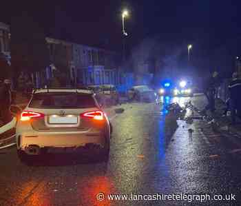 Blackburn: Vehicle ploughs into parked cars on Whalley New Road