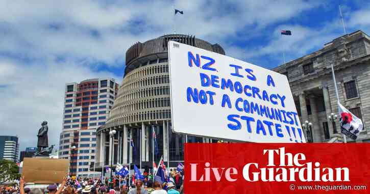 Covid live: hundreds block streets by New Zealand parliament; Hong Kong faces new curbs amid record cases