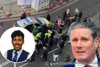 Former Enfield councillor Will Coleshill seen at Keir Starmer mob