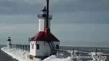 WATCH:  Snow coats St. Joseph lighthouses in Michigan