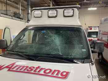 Armstrong Ambulance’s Windshield Shattered by Large Chunk of Ice From Vehicle On I-93 - John Guilfoil Public Relations LLC