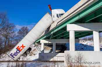 Dash camera footage shows FedEx truck swerve to avoid van, almost fall off Granger overpass - Yahoo! Voices