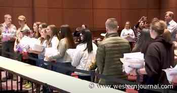 Watch: Fed-Up Students Who Oppose Forced Masking Serve School Board with Baskets Full of Affidavits