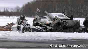 Logging truck involved in a crash north of Prince Albert, Sask.