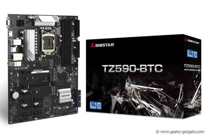 Biostar TZ590-BTC motherboard built for crypto mining