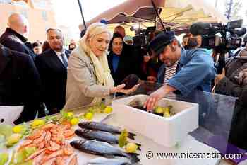 Depuis le marché de Menton, Marine Le Pen fustige Macron, "candidat qui démarre sa campagne avec des blindés"