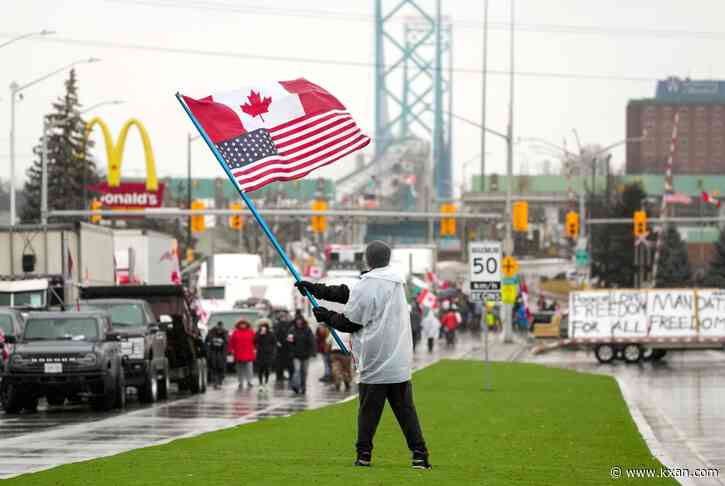 Canada border blockade eases, protesters still block bridge