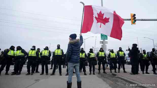 Police stand off with Ambassador Bridge protesters; protests continue across Canada