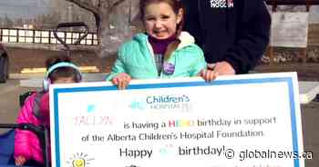 Calgary birthday girl raises money for ‘her sister’s brain’
