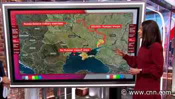 Map shows Russian forces surrounding Ukraine on three sides