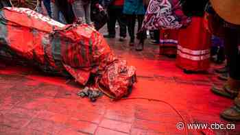 Vancouver's Gassy Jack statue toppled during march honouring missing Indigenous women