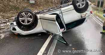 Live: Multi-vehicle crash leaves car overturned on Sutton Bank - Teesside Live