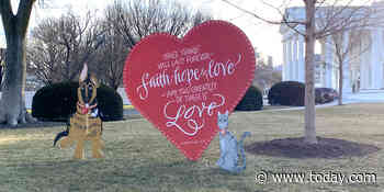 Jill Biden decorates White House lawn for Valentine’s Day: See the pics