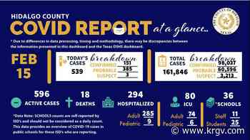 Hidalgo County reports 18 coronavirus-related deaths, 539 positive cases - KRGV