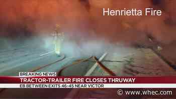 Tractor trailer fire shuts down part of NYS thruway