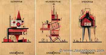 federico babina's illustrations stage dream-like architecture inside a circus show - Designboom