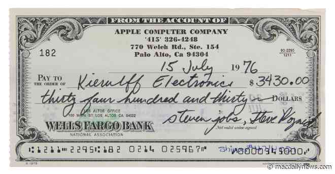 Check signed by Apple founders Steve Jobs and Steve Wozniak up for auction