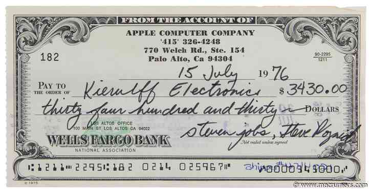 Rare Check Signed by Steve Jobs and Steve Wozniak Expected to Fetch $25,000+ at Auction