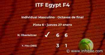 Sorpresa en los octavos de final del torneo de El Cairo: Neil Oberleitner vence a Yu Hsiou Hsu - infobae
