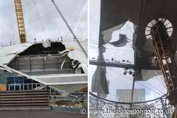 Storm Eunice: Dome of The O2 in Greenwich battered by winds