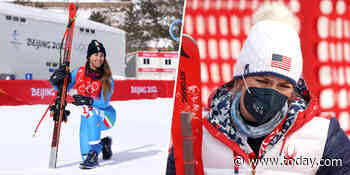 Competitor gives Mikaela Shiffrin her skis, encouraging note before event