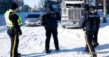 Hamilton police officers among authorities helping to clear occupation in Ottawa - Global News