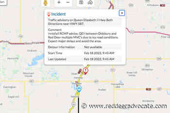 RCMP warn drivers to avoid Highway 2 south of Red Deer due to poor driving conditions - Red Deer Advocate