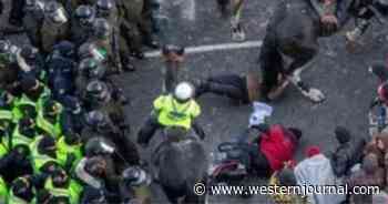 Graphic: Trudeau's Forces Turn Violent - Crush Elderly Woman With Walker, Appear to Trample Crowd, Beat Others