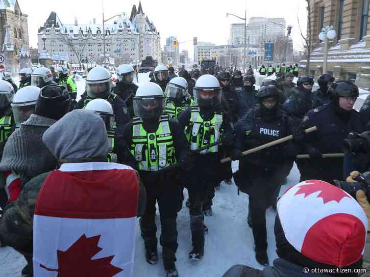 Trucker Protest: Day 23 — Trucks being towed from Wellington Street; 47 more people arrested