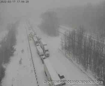 Westbound 402 reopens after heavy snowfall; westbound closed at Forest - petrolialambtonindependent.ca